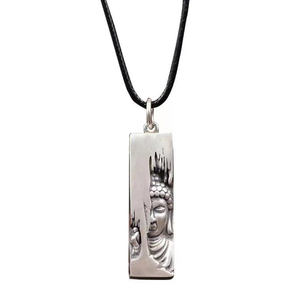 BWOOOH Tathagata Buddha Strength Protection Amulet, a vintage-style copper pendant necklace. Features an intricately designed Buddha symbol, suitable for unisex wear, 60cm/80cm length options.