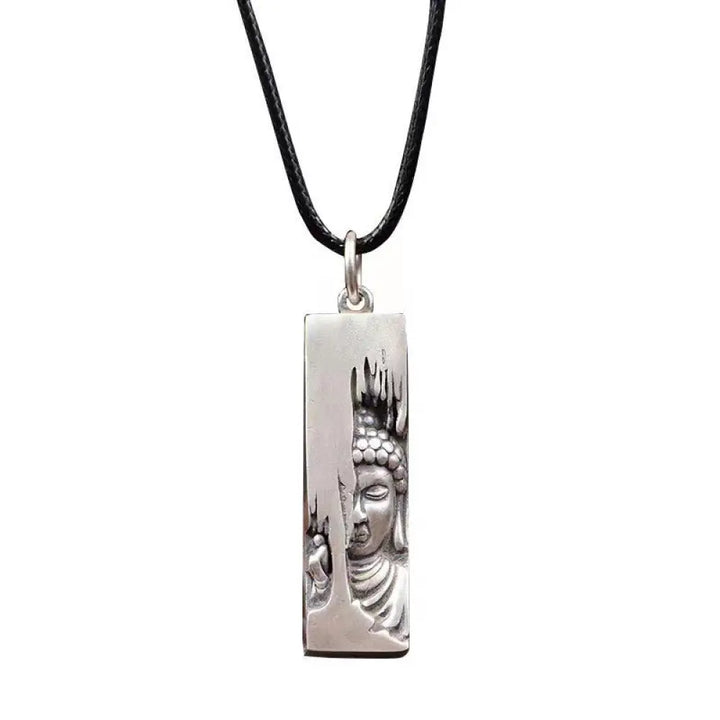 BWOOOH Tathagata Buddha Strength Protection Amulet, a vintage-style copper pendant necklace. Features an intricately designed Buddha symbol, suitable for unisex wear, 60cm/80cm length options.