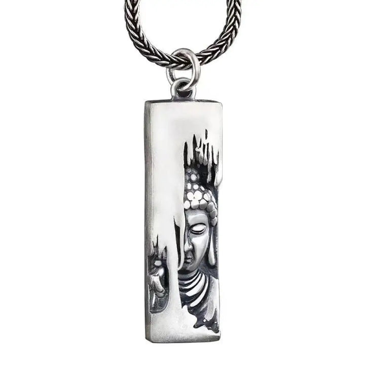 BWOOOH Tathagata Buddha Strength Protection Amulet, a vintage-style copper pendant necklace. Features an intricately designed Buddha symbol, suitable for unisex wear, 60cm/80cm length options. - View 16