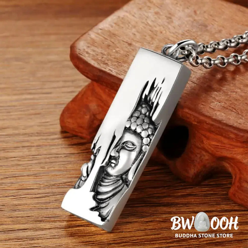 BWOOOH Tathagata Buddha Strength Protection Amulet, a vintage-style copper pendant necklace. Features an intricately designed Buddha symbol, suitable for unisex wear, 60cm/80cm length options. - View 15