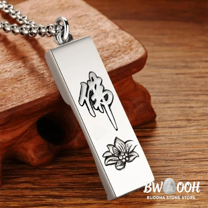 BWOOOH Tathagata Buddha Strength Protection Amulet, a vintage-style copper pendant necklace. Features an intricately designed Buddha symbol, suitable for unisex wear, 60cm/80cm length options. - View 11