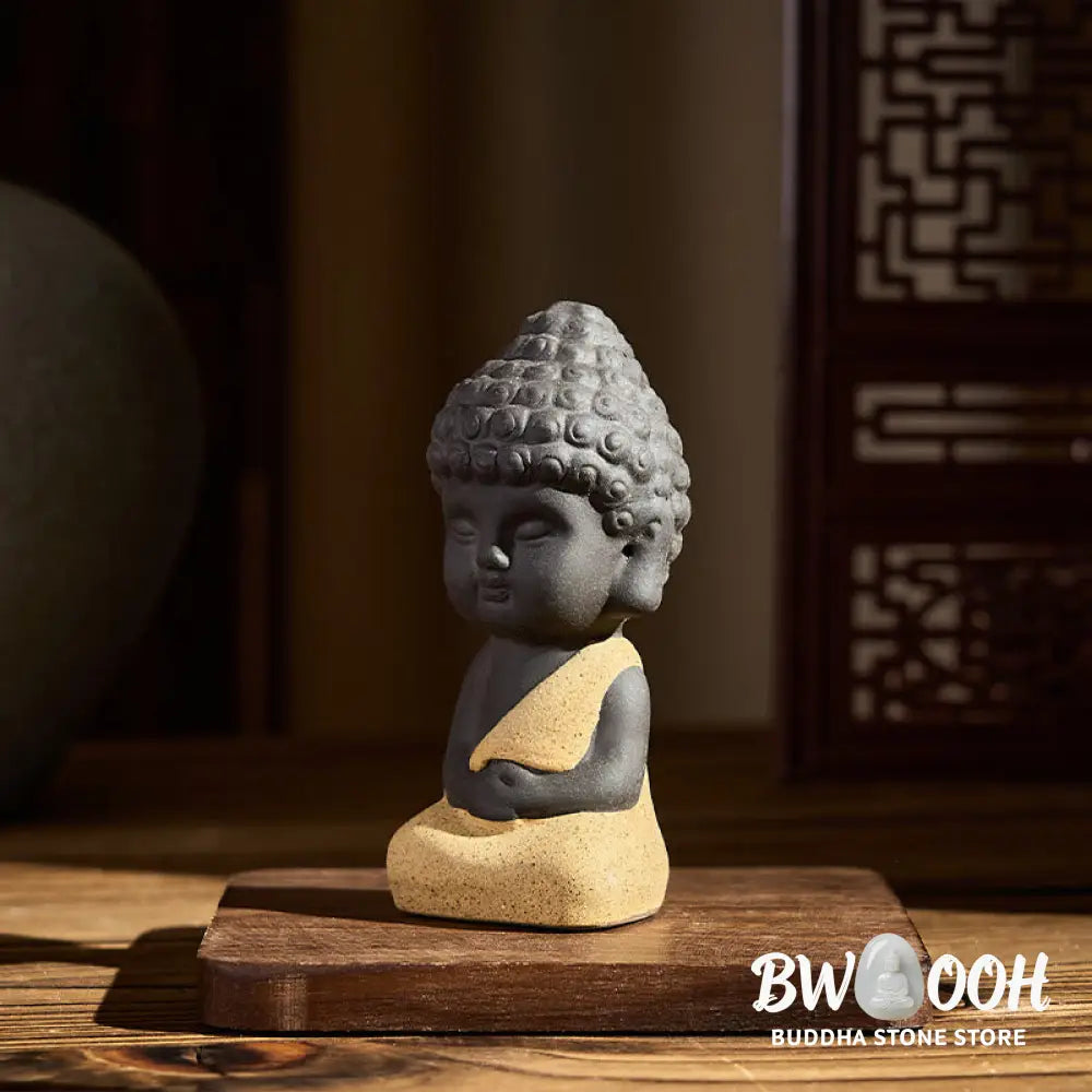 Buddha Stones Tathagata Buddha Symbol Design Purple Clay Serenity Desk Decoration - Decorations