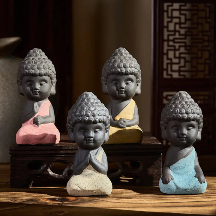 Buddha Stones Tathagata Buddha Symbol Design Purple Clay Serenity Desk Decoration - Decorations