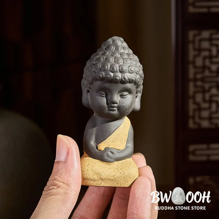 Buddha Stones Tathagata Buddha Symbol Design Purple Clay Serenity Desk Decoration - Decorations
