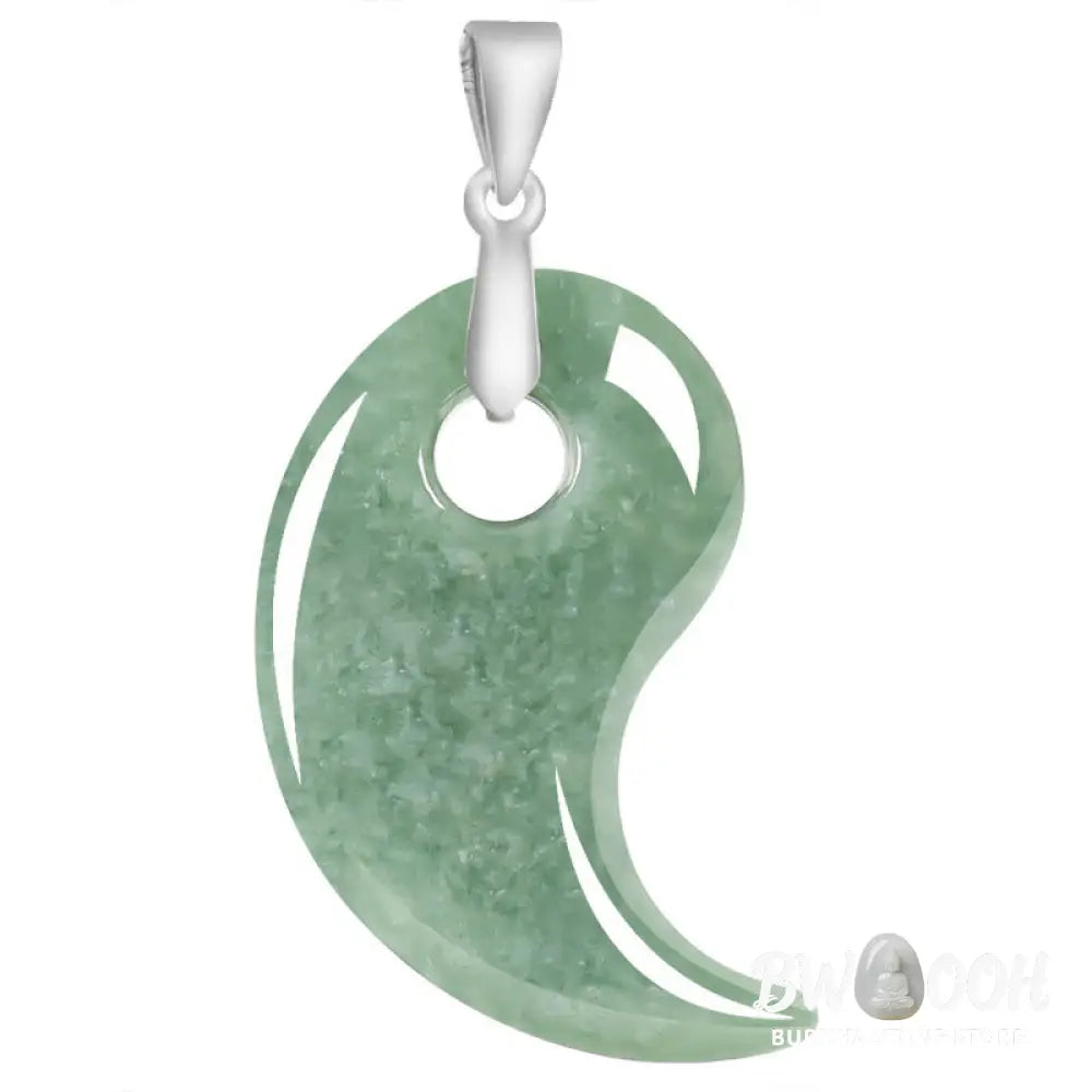 Buddha Stones Teardrop Design Jade Titanium Steel Chain Necklace Luck Pendant - BWOOOH - Necklaces &amp; Pendants