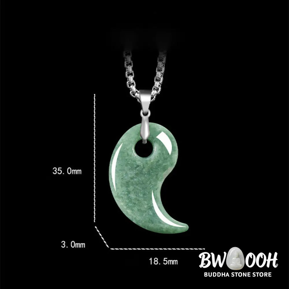 Buddha Stones Teardrop Design Jade Titanium Steel Chain Necklace Luck Pendant - BWOOOH - Necklaces &amp; Pendants