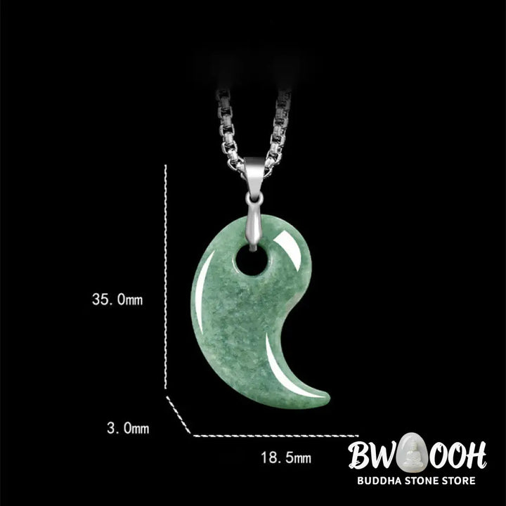 Buddha Stones Teardrop Design Jade Titanium Steel Chain Necklace Luck Pendant - BWOOOH - Necklaces &amp; Pendants