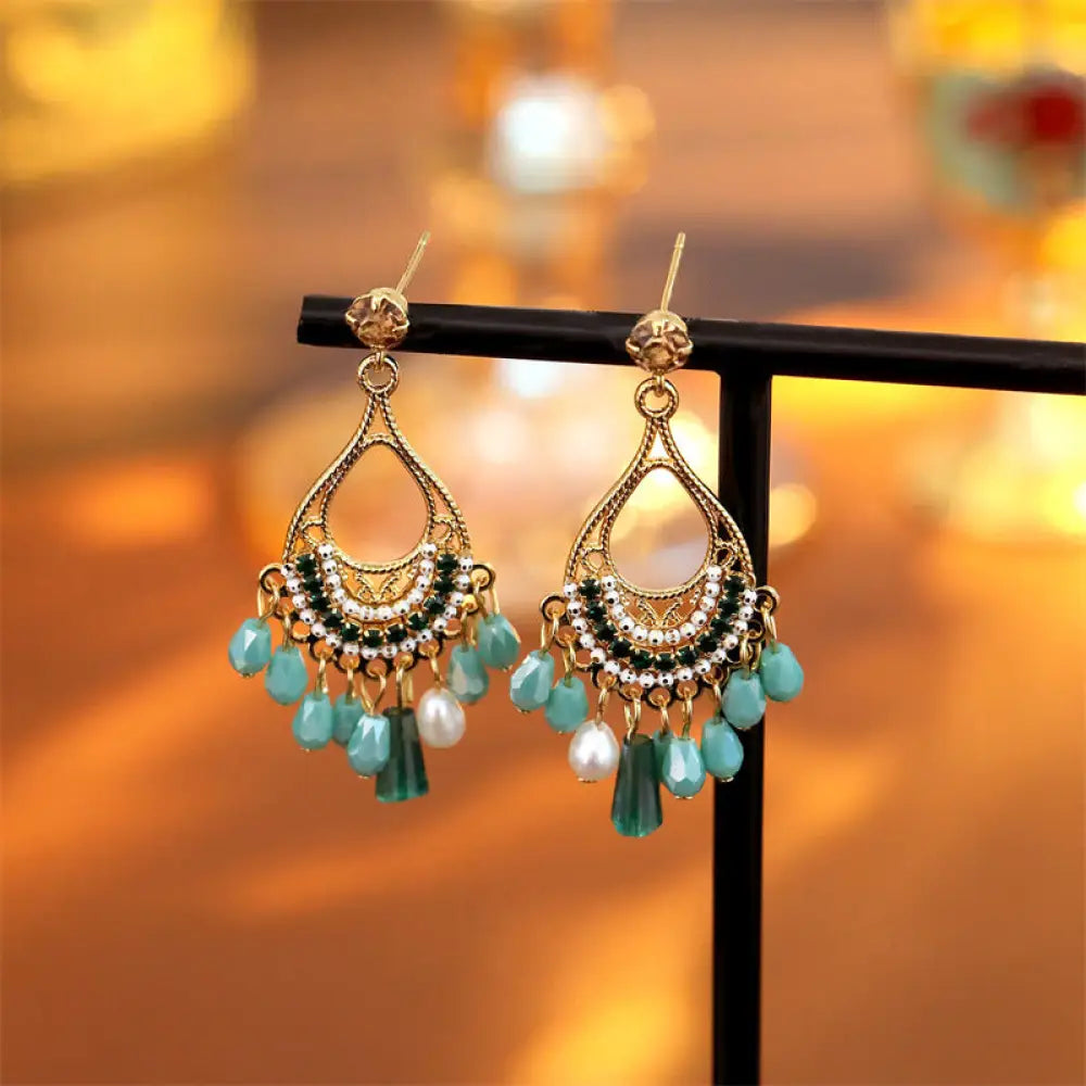 Buddha Stones Teardrop Tassel Copper Self Care Openwork Drop Dangle Earrings - Teardrop(925 Sterling Silver Posts)