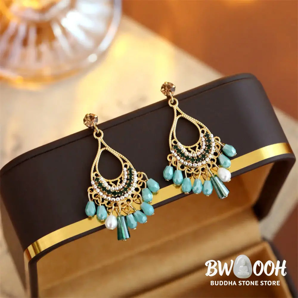 Buddha Stones Teardrop Tassel Copper Self Care Openwork Drop Dangle Earrings - Teardrop(925 Sterling Silver Posts)