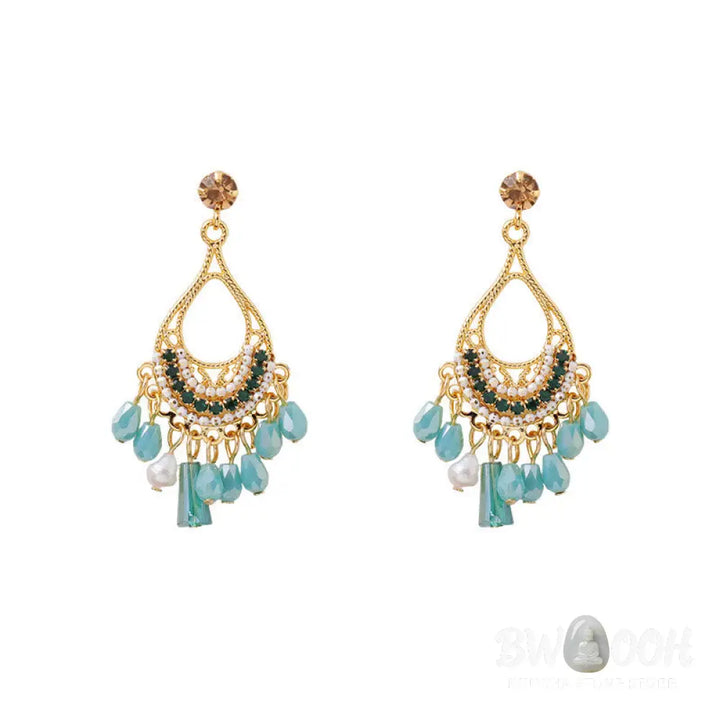 Buddha Stones Teardrop Tassel Copper Self Care Openwork Drop Dangle Earrings - Teardrop(925 Sterling Silver Posts)