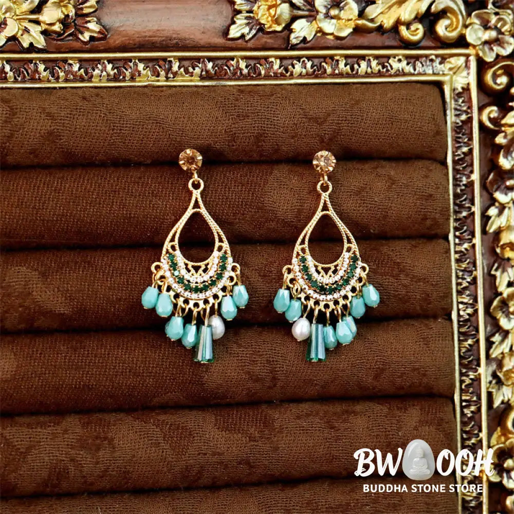 Buddha Stones Teardrop Tassel Copper Self Care Openwork Drop Dangle Earrings - Teardrop(925 Sterling Silver Posts)