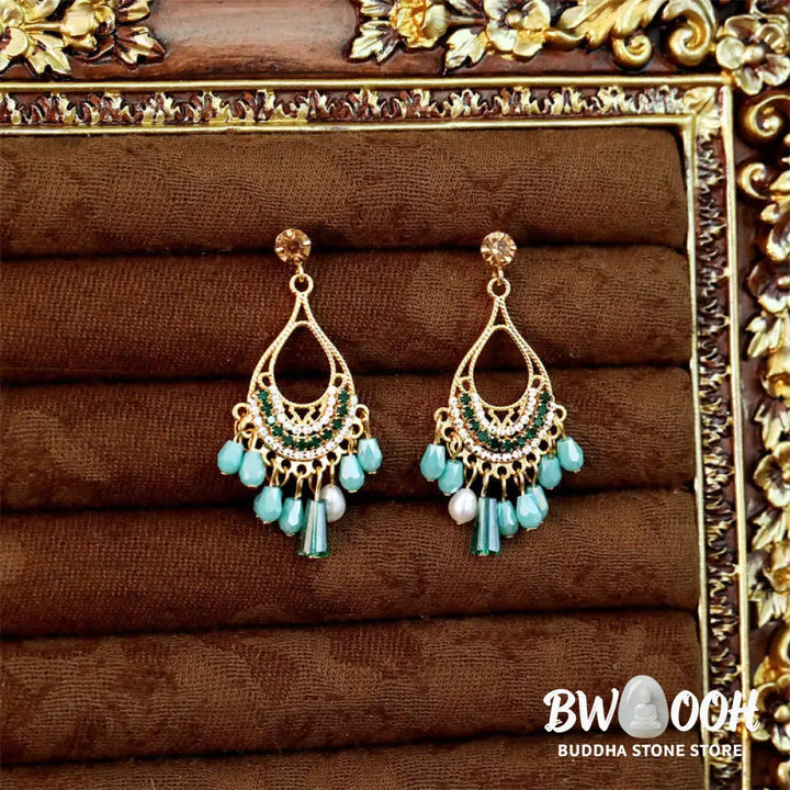 Buddha Stones Teardrop Tassel Copper Self Care Openwork Drop Dangle Earrings - Teardrop(925 Sterling Silver Posts)