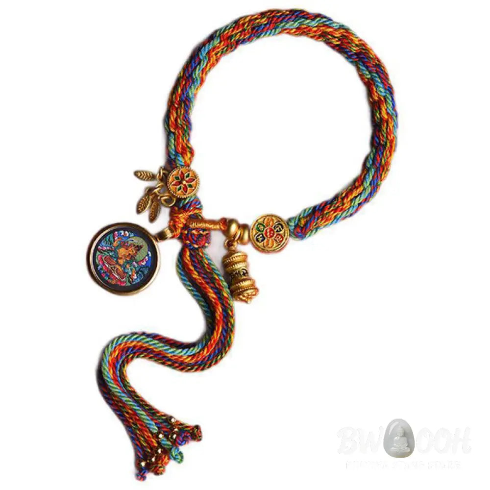 Buddha Stones Thangka Tibetan Chinese Zodiac Zakiram Colorful Rope Connection String Bracelet - Bracelet
