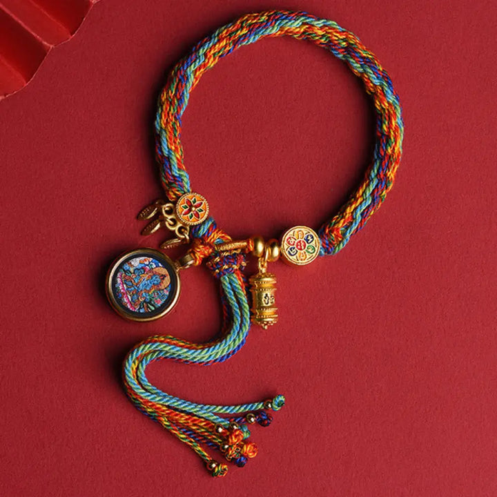 Buddha Stones Thangka Tibetan Chinese Zodiac Zakiram Colorful Rope Connection String Bracelet - Horse - Bracelet