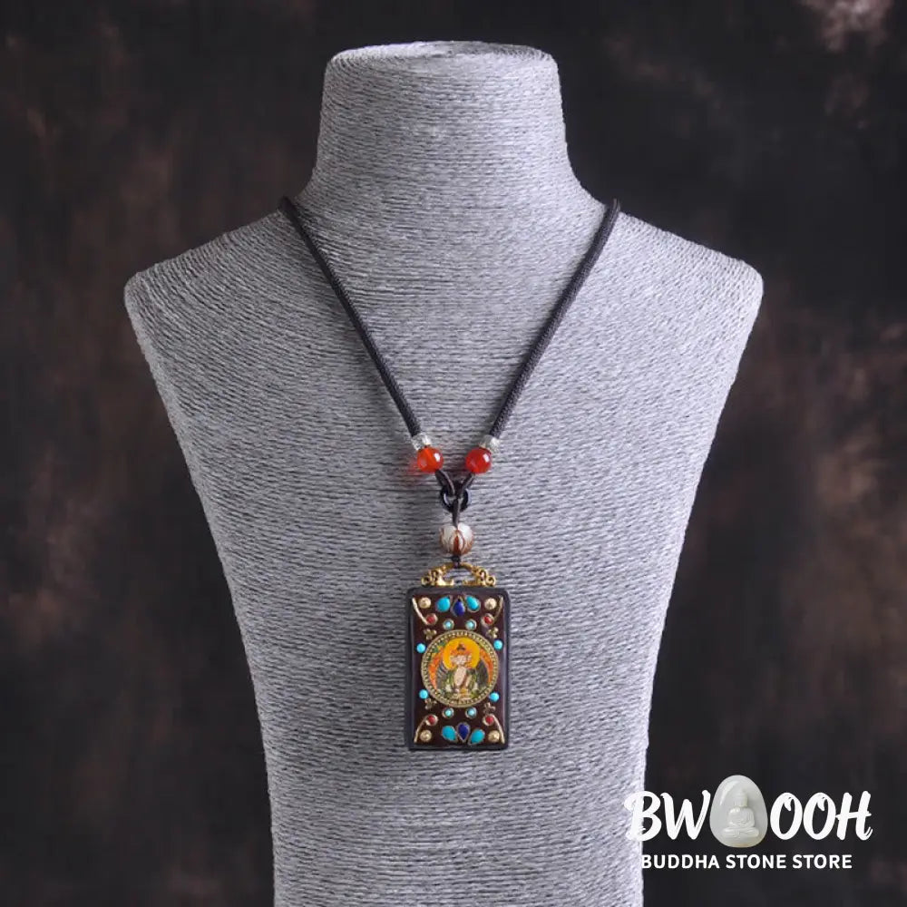 Buddha Stones Thangka Yin Yang Copper Coins Ebony Wood Zakiram Balance Pendant Necklace - BWOOOH - Necklaces &amp; Pendants