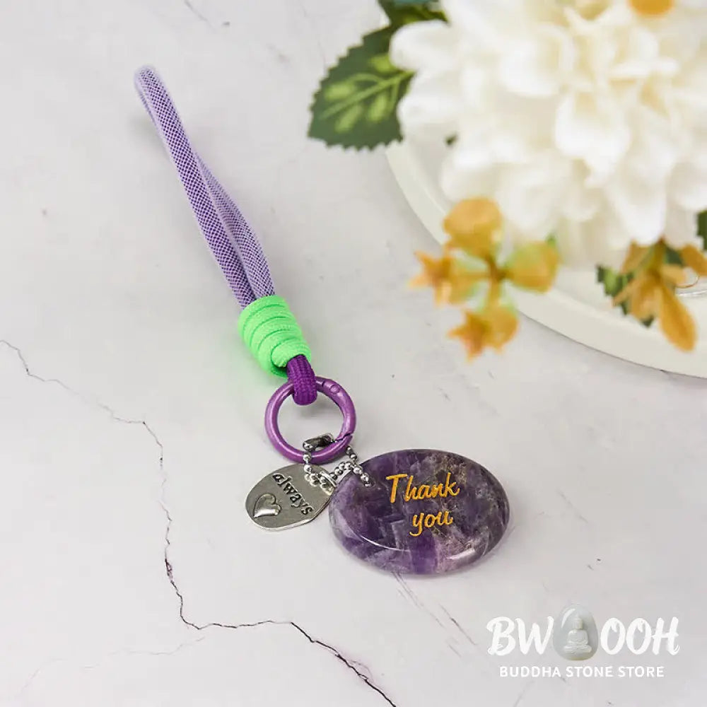 Buddha Stones Thank You Gifts Natural Amethyst Positive Key Chain Hanging Decoration - Amethyst(Spiritual