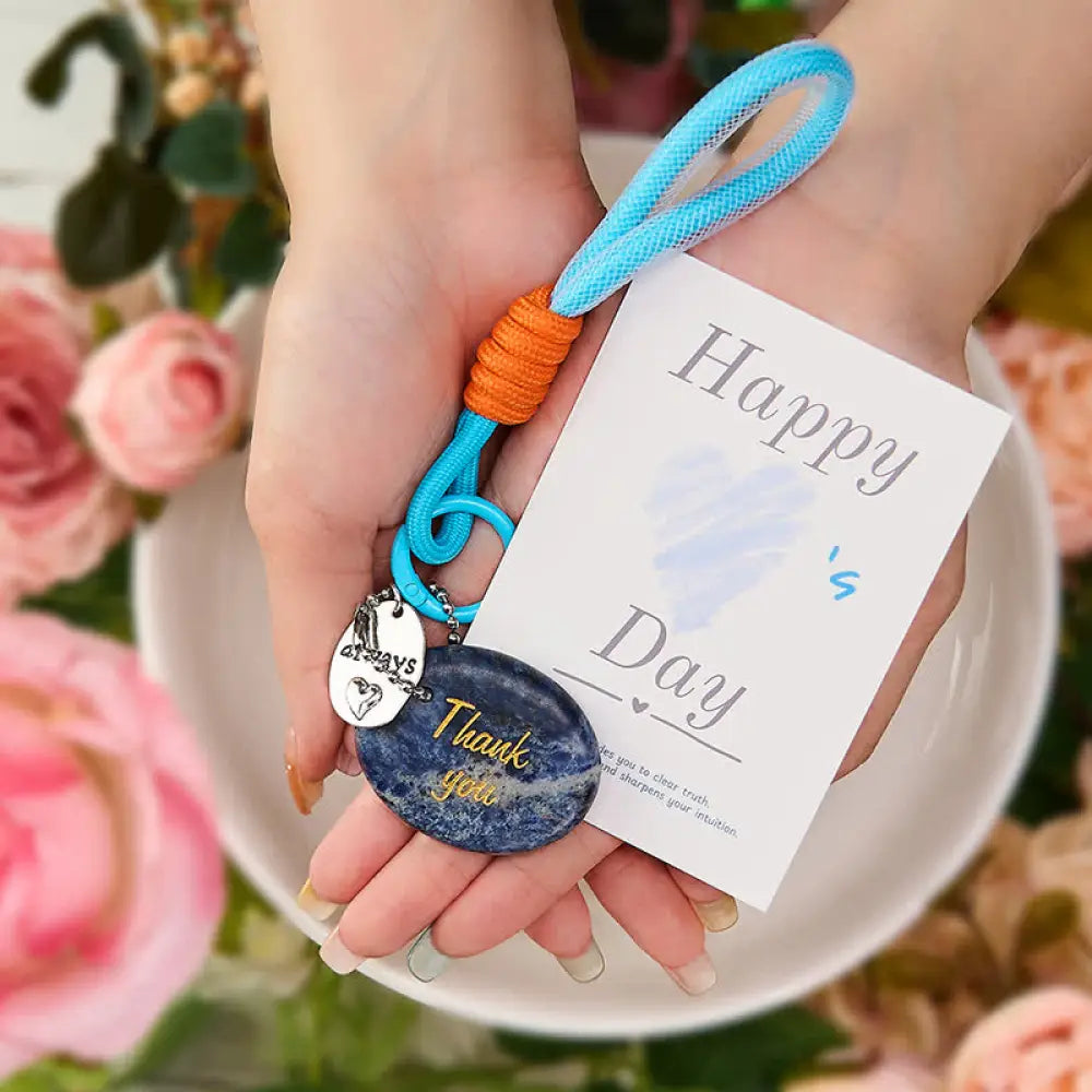 BWOOOH Thank You Gifts Natural Sodalite Calm Key Chain Ha