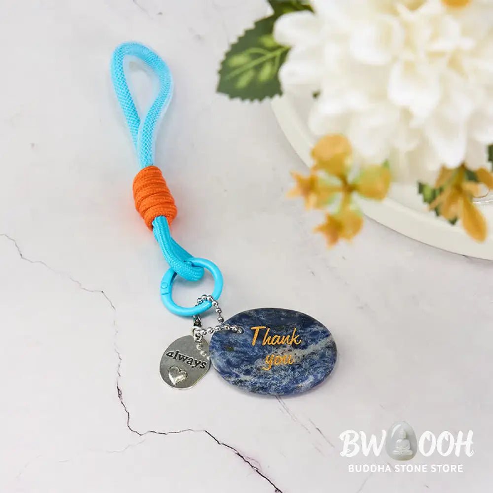 Buddha Stones Thank You Gifts Natural Sodalite Calm Key Chain Hanging Decoration - Sodalite(Calm♥Harmony) - Key Chain