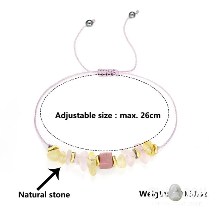 Buddha Stones Thank You Rose Quartz Citrine Rhodonite Passionate Bracelet - BWOOOH - Thank You(Wrist Circumference
