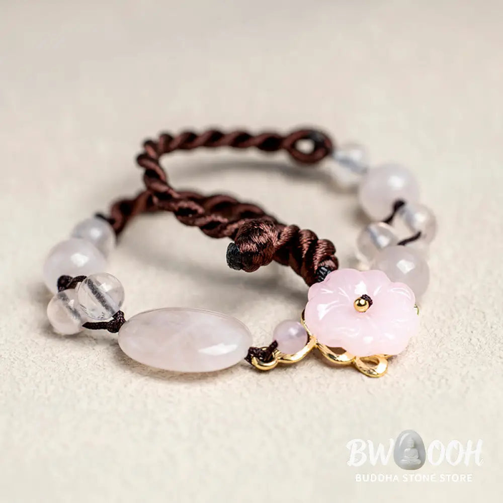 Buddha Stones The Flower of Love Pink Crystal Soothing Anklet - Pink Crystal (Soothing ♥ Warmth) - Anklet