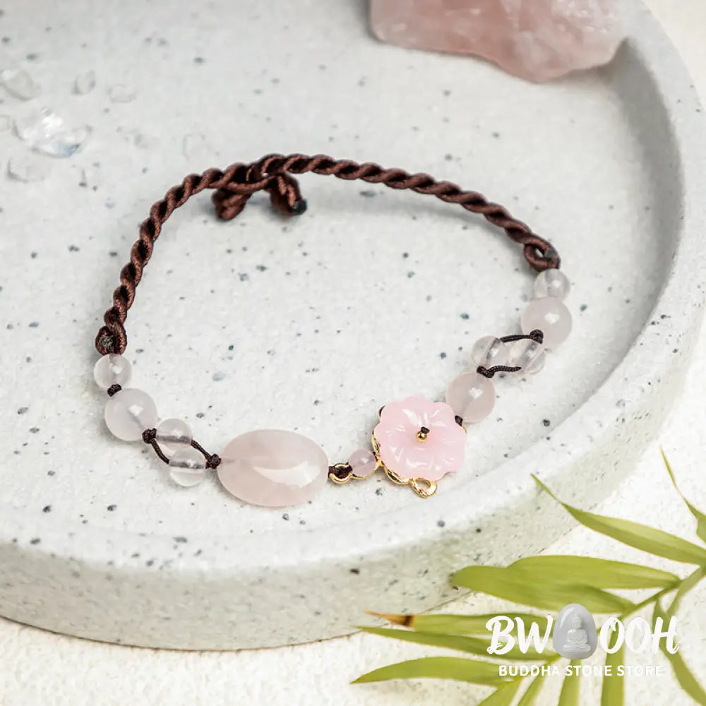 Buddha Stones The Flower of Love Pink Crystal Soothing Anklet - Pink Crystal (Soothing ♥ Warmth) - Anklet