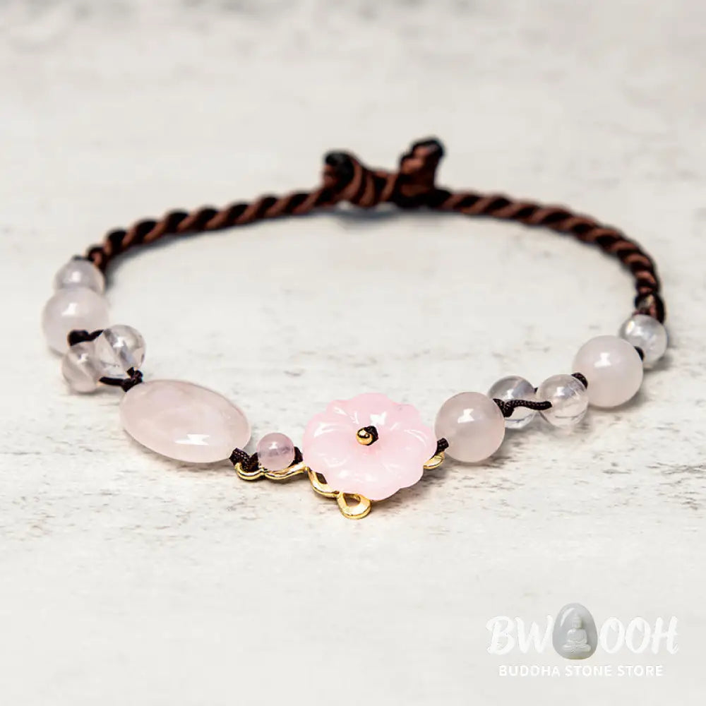 Buddha Stones The Flower of Love Pink Crystal Soothing Anklet - Pink Crystal (Soothing ♥ Warmth) - Anklet