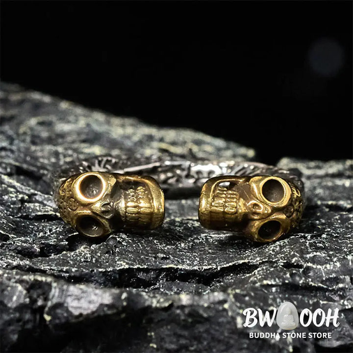 Buddha Stones The Lord Of The Corpse Forest Copper Double Skull Keep Away Evil Spirits Ring - Double Skull - Ring