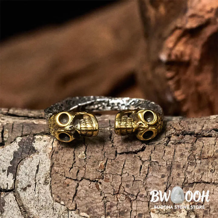 Buddha Stones The Lord Of The Corpse Forest Copper Double Skull Keep Away Evil Spirits Ring - Double Skull - Ring