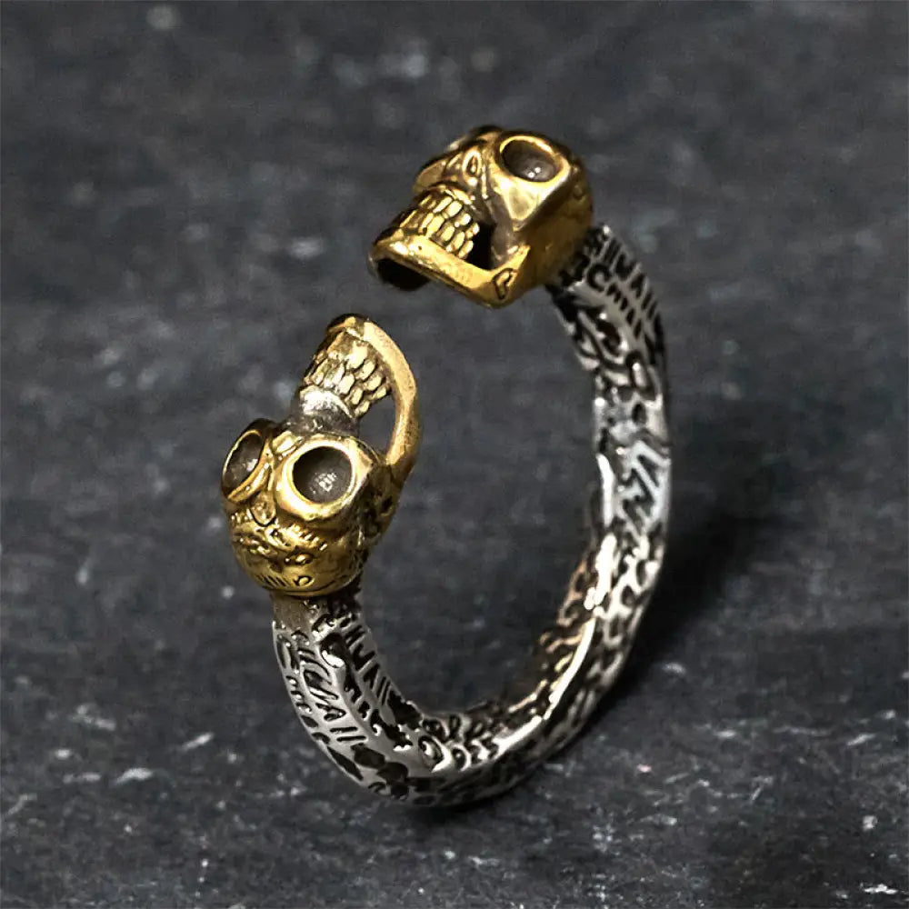 BWOOOH The Lord Of The Corpse Forest Copper Double Skull Keep Away Evil Spirits Ring — Copper spiritual jewelry for spirit...