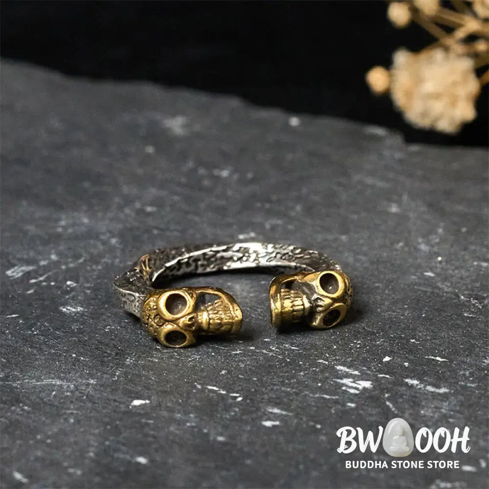 Buddha Stones The Lord Of The Corpse Forest Copper Double Skull Keep Away Evil Spirits Ring - Double Skull - Ring