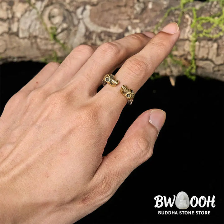 Buddha Stones The Lord Of The Corpse Forest Copper Double Skull Keep Away Evil Spirits Ring - Double Skull - Ring