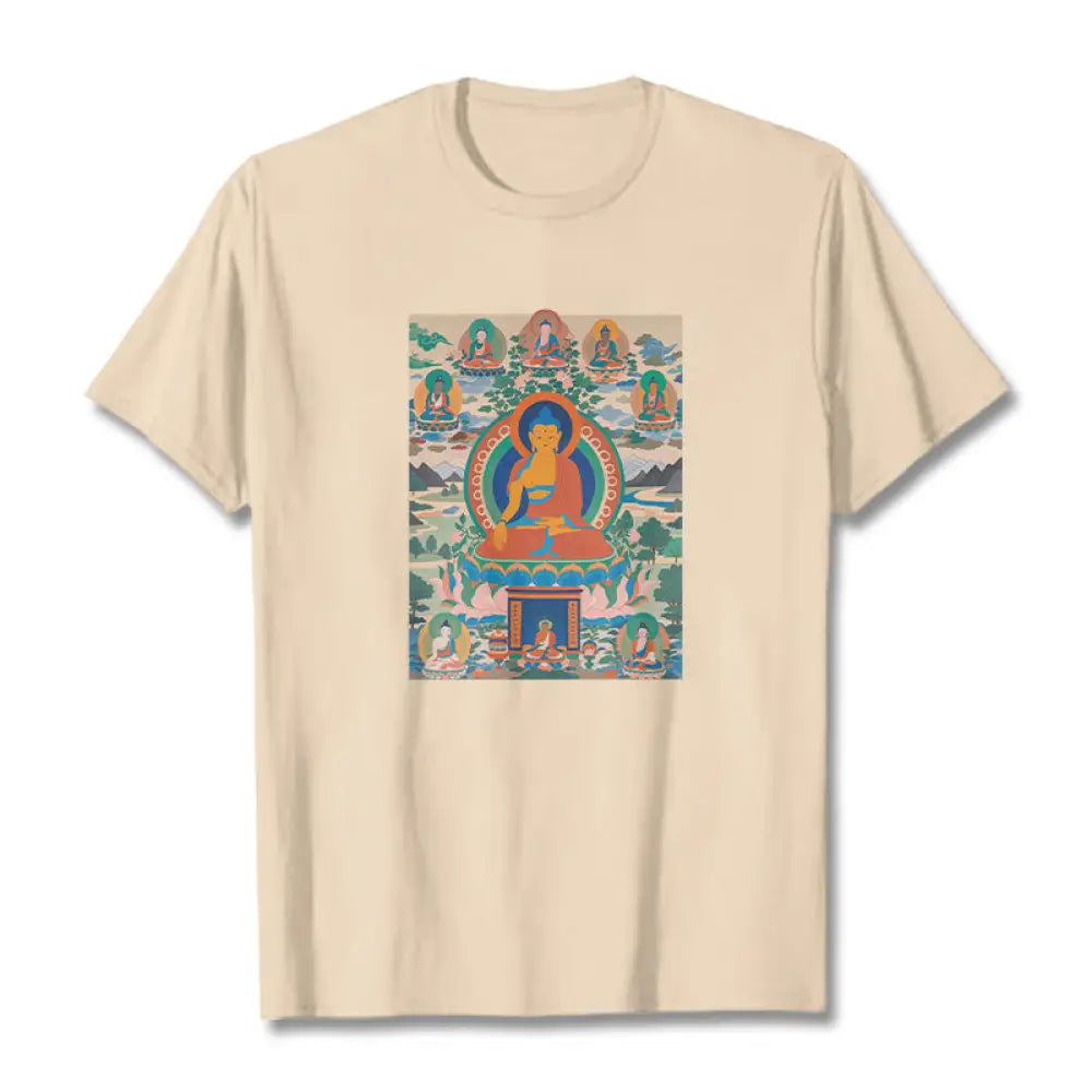 Buddha Stones The Medicine Buddha Sutra Transformed Into Art Tee T-shirt - Bisque / S - T-Shirts