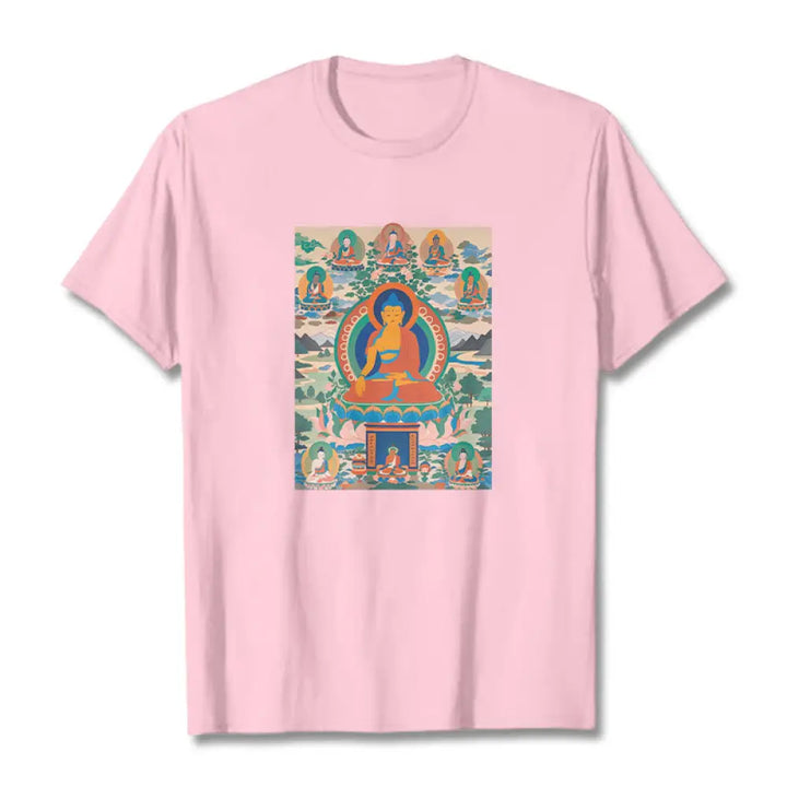 Buddha Stones The Medicine Buddha Sutra Transformed Into Art Tee T-shirt - Light Pink / S - T-Shirts
