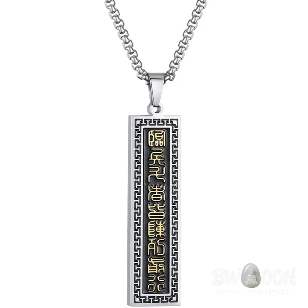 Buddha Stones The Nine-word Mantra Titanium Steel Bagua Yin Yang Balance Necklace Pendant - BWOOOH - Necklaces &amp;