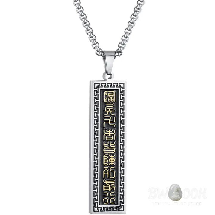 Buddha Stones The Nine-word Mantra Titanium Steel Bagua Yin Yang Balance Necklace Pendant - BWOOOH - Necklaces &amp;
