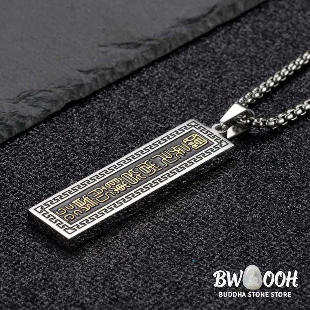Buddha Stones The Nine-word Mantra Titanium Steel Bagua Yin Yang Balance Necklace Pendant - BWOOOH - Necklaces &amp;