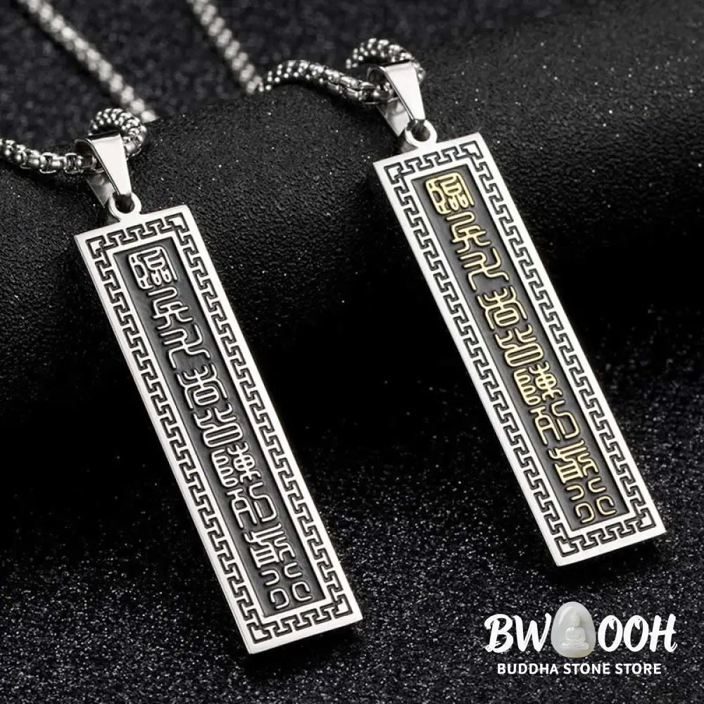 Buddha Stones The Nine-word Mantra Titanium Steel Bagua Yin Yang Balance Necklace Pendant - BWOOOH - Necklaces &amp;