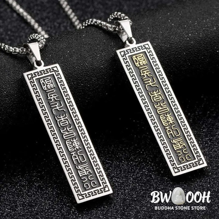 Buddha Stones The Nine-word Mantra Titanium Steel Bagua Yin Yang Balance Necklace Pendant - BWOOOH - Necklaces &amp;