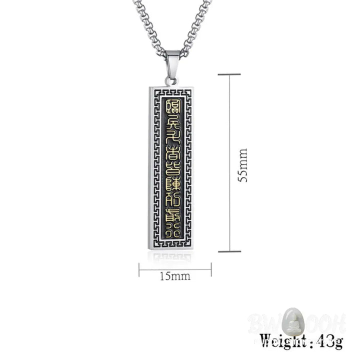 Buddha Stones The Nine-word Mantra Titanium Steel Bagua Yin Yang Balance Necklace Pendant - BWOOOH - Necklaces &amp;