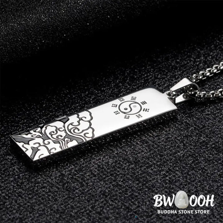 Buddha Stones The Nine-word Mantra Titanium Steel Bagua Yin Yang Balance Necklace Pendant - BWOOOH - Necklaces &amp;