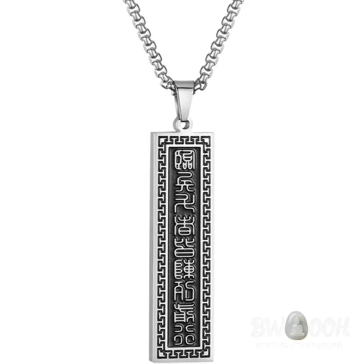Buddha Stones The Nine-word Mantra Titanium Steel Bagua Yin Yang Balance Necklace Pendant - BWOOOH - Necklaces &amp;