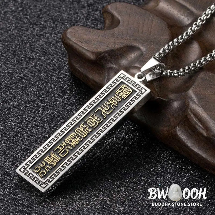Buddha Stones The Nine-word Mantra Titanium Steel Bagua Yin Yang Balance Necklace Pendant - BWOOOH - Necklaces &amp;
