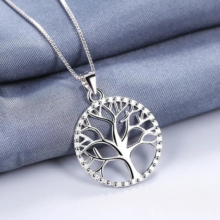 BWOOOH 925 sterling silver Tree of Life creation necklace pendant on 45cm chain