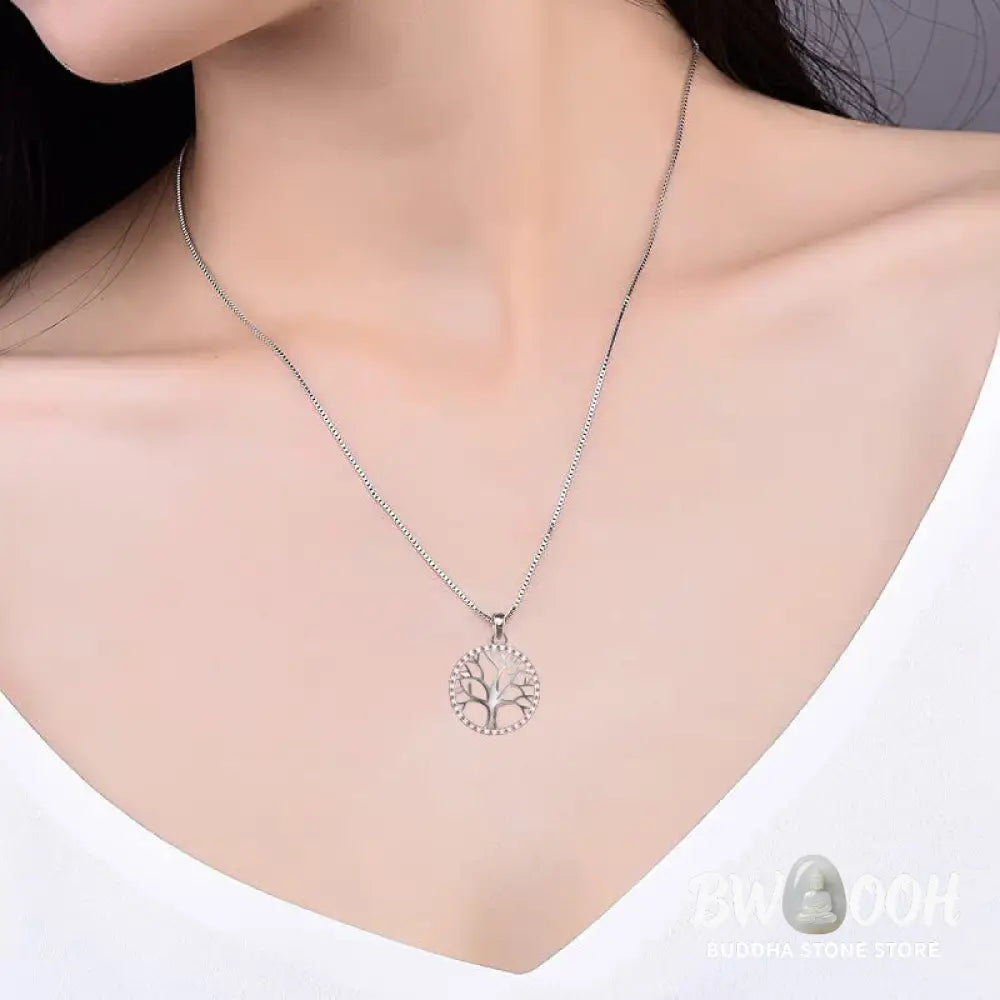 Buddha Stones The Tree of Life 925 Sterling Silver Creation Necklace Pendant - BWOOOH - The Tree of Life - Necklaces &amp;