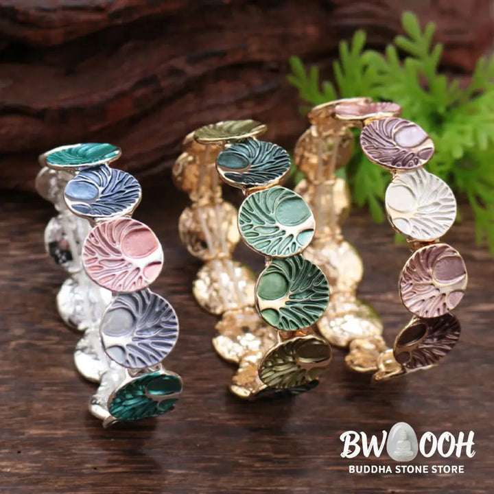 Buddha Stones The Tree Of Life Creation Enamel Alloy Bracelet - BWOOOH - Bracelet