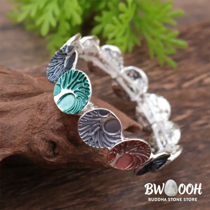 Buddha Stones The Tree Of Life Creation Enamel Alloy Bracelet - BWOOOH - Bracelet