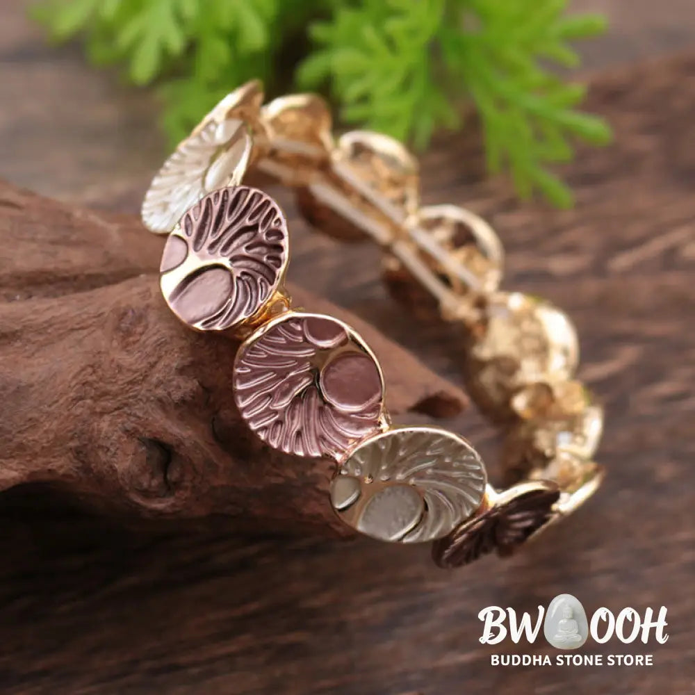 Buddha Stones The Tree Of Life Creation Enamel Alloy Bracelet - BWOOOH - Bracelet