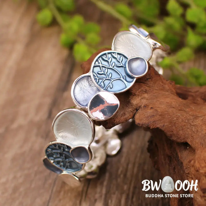 Buddha Stones The Tree Of Life Round Pattern Unity Alloy Elastic Bracelet Bangle - BWOOOH - Bracelet Bangle