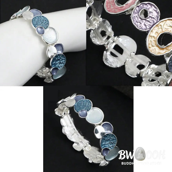 Buddha Stones The Tree Of Life Round Pattern Unity Alloy Elastic Bracelet Bangle - BWOOOH - Bracelet Bangle