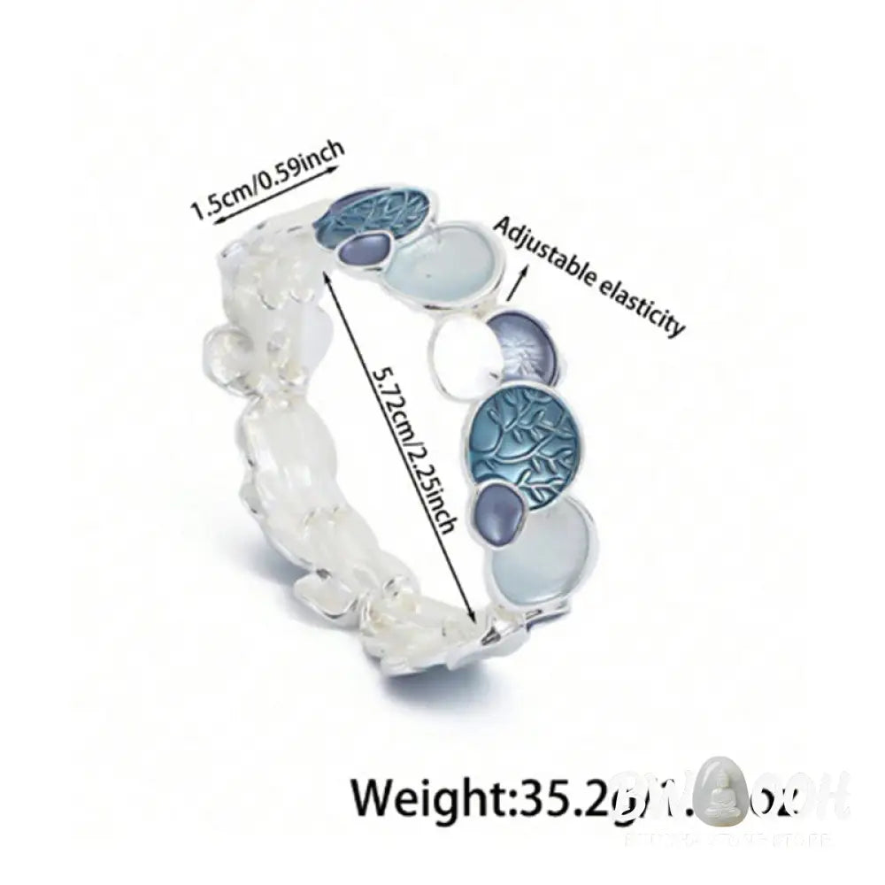 Buddha Stones The Tree Of Life Round Pattern Unity Alloy Elastic Bracelet Bangle - BWOOOH - Bracelet Bangle